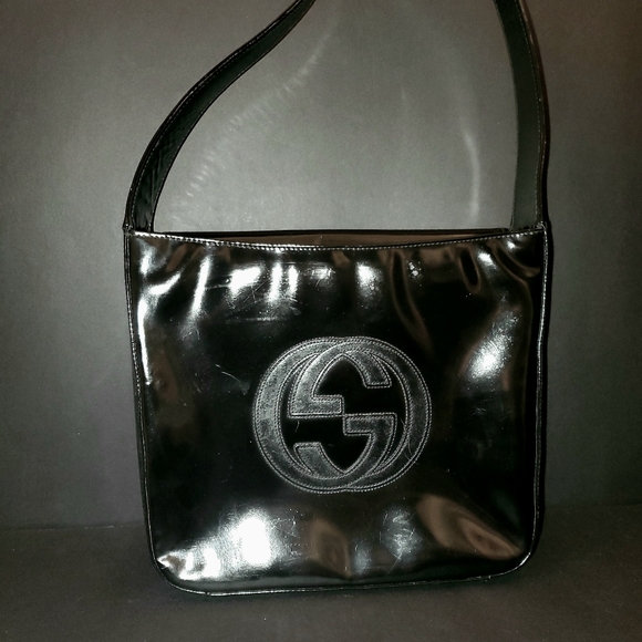 🖤AUTHENTIC Vintage GUCCI Black Patent Leather Purse Excellent Used Condition 🖤 - Picture 3 of 16